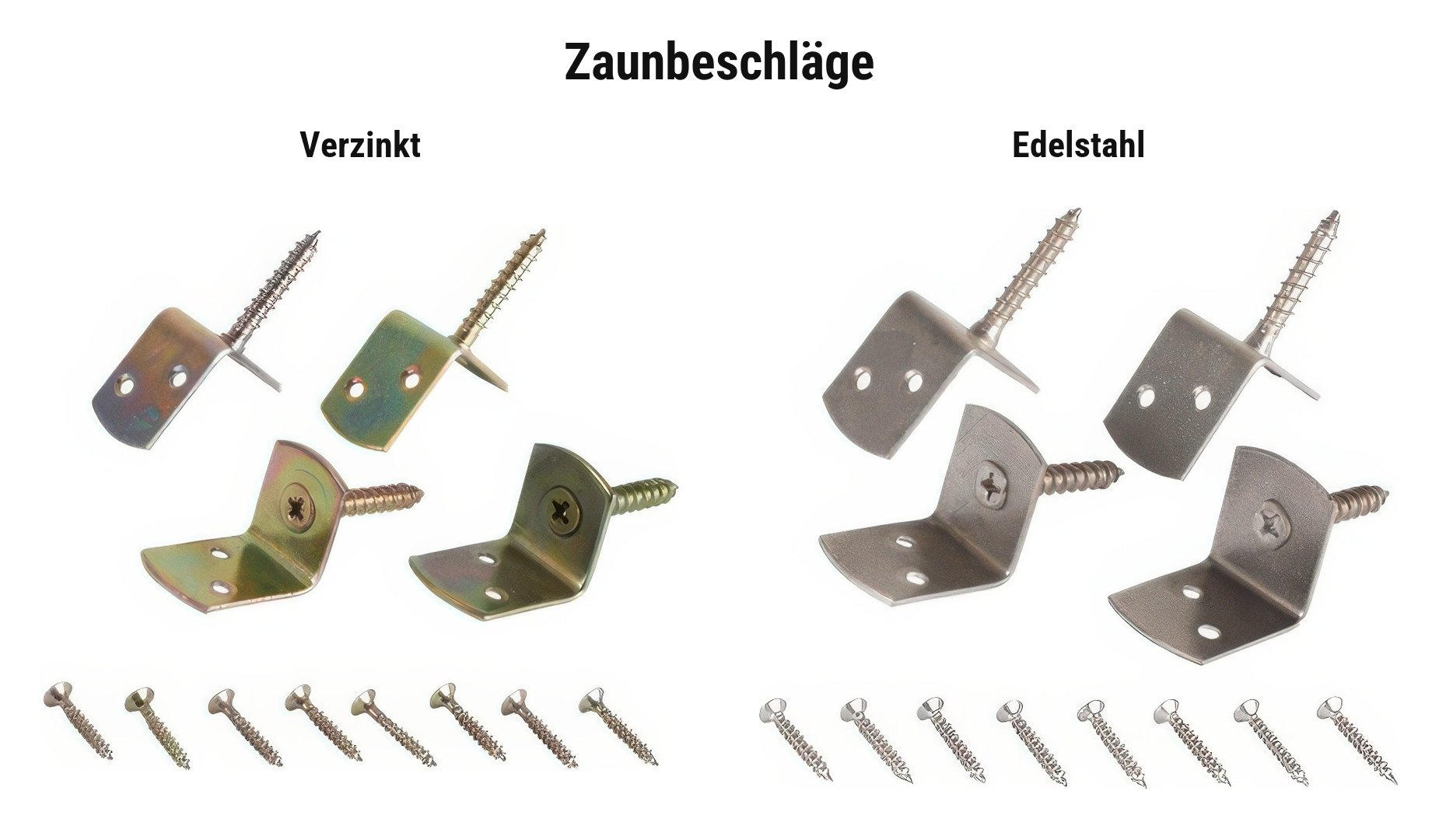 Zaunbeschläge für Sichtschutz Weide: L-Winkel verzinkt oder aus Edelstahl