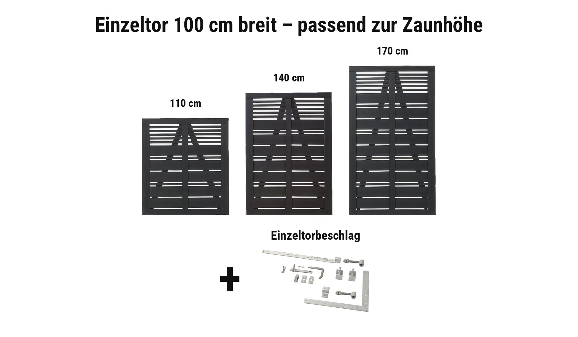 Einzeltor Silence Schwarz 100 cm breit passend zur Zaunhöhe