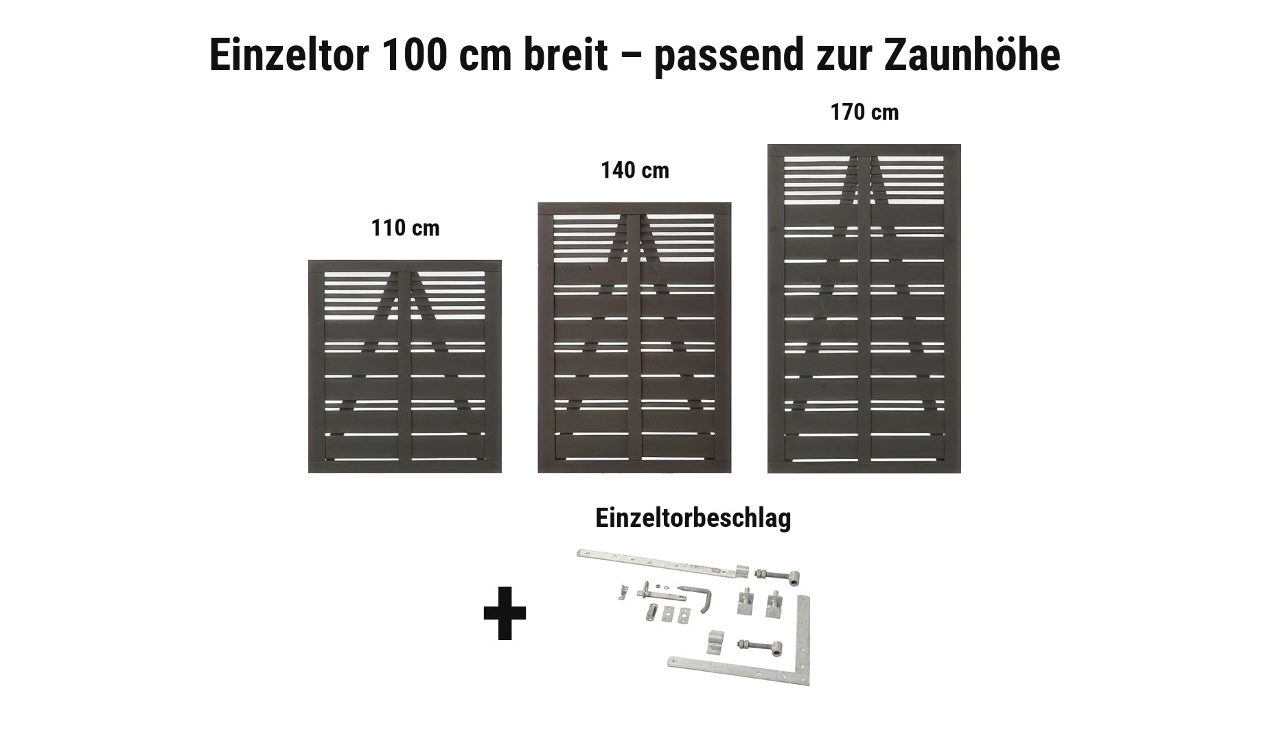 Einzeltor Silence Umbragrau 100 cm breit passend zur Zaunhöhe