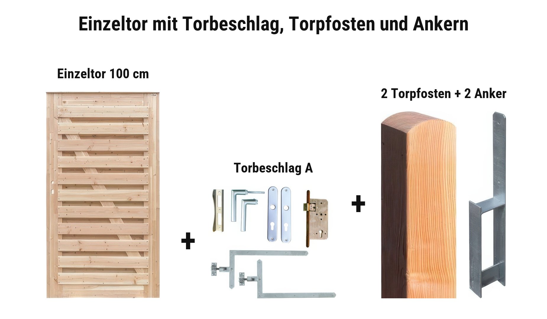 Einzeltor Genf mit Torbeschlag A, 2 Torpfosten 11 x 11 cm und 2 Torpfostenankern