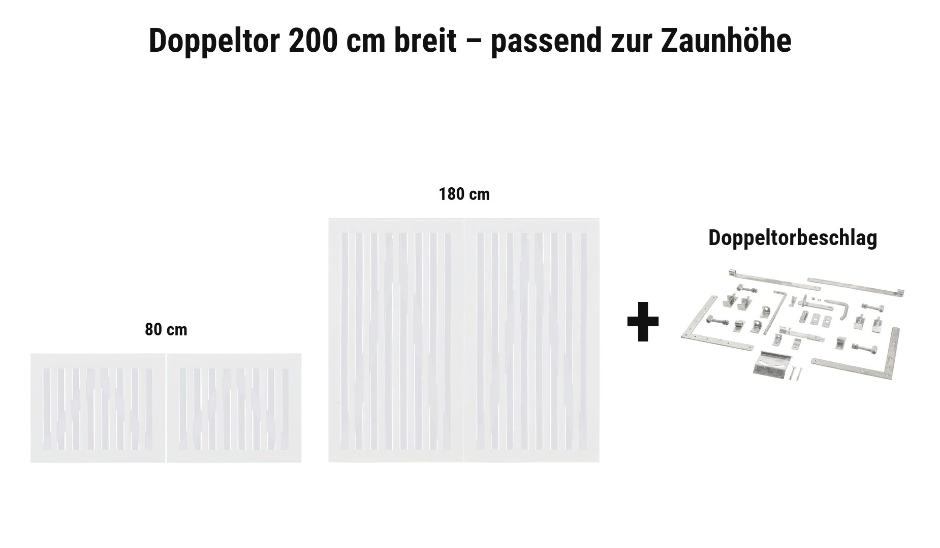Doppeltor Nagano Weiß 200 cm breit passend zur Zaunhöhe