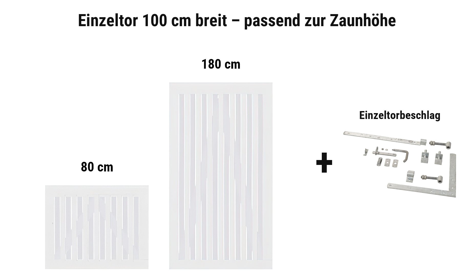 Einzeltor Nagano Weiß 100 cm breit passend zur Zaunhöhe