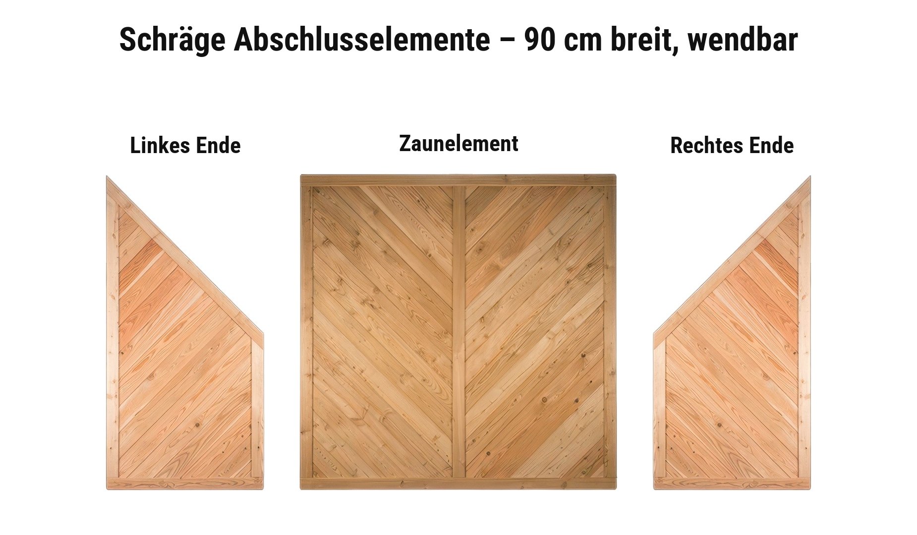 Sichtschutzwand Klassik: schräges Abschlusselement 90 cm breit am linken, rechten oder an beiden Zaunenden