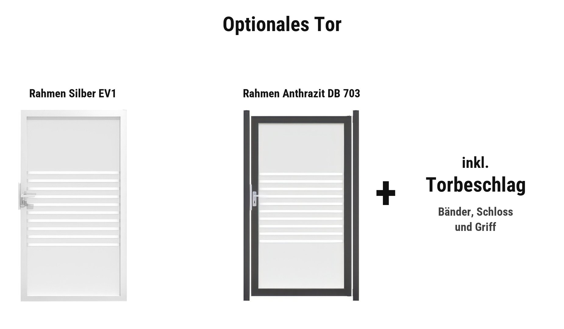 Tor Arhus: ca. 100 x 180 cm, DIN links oder rechts, Rahmen Silber EV1 oder Anthrazit DB 703