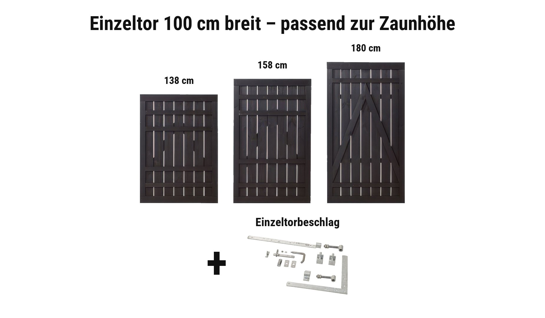 Einzeltor Rustik 100 cm breit passend zur Zaunhöhe