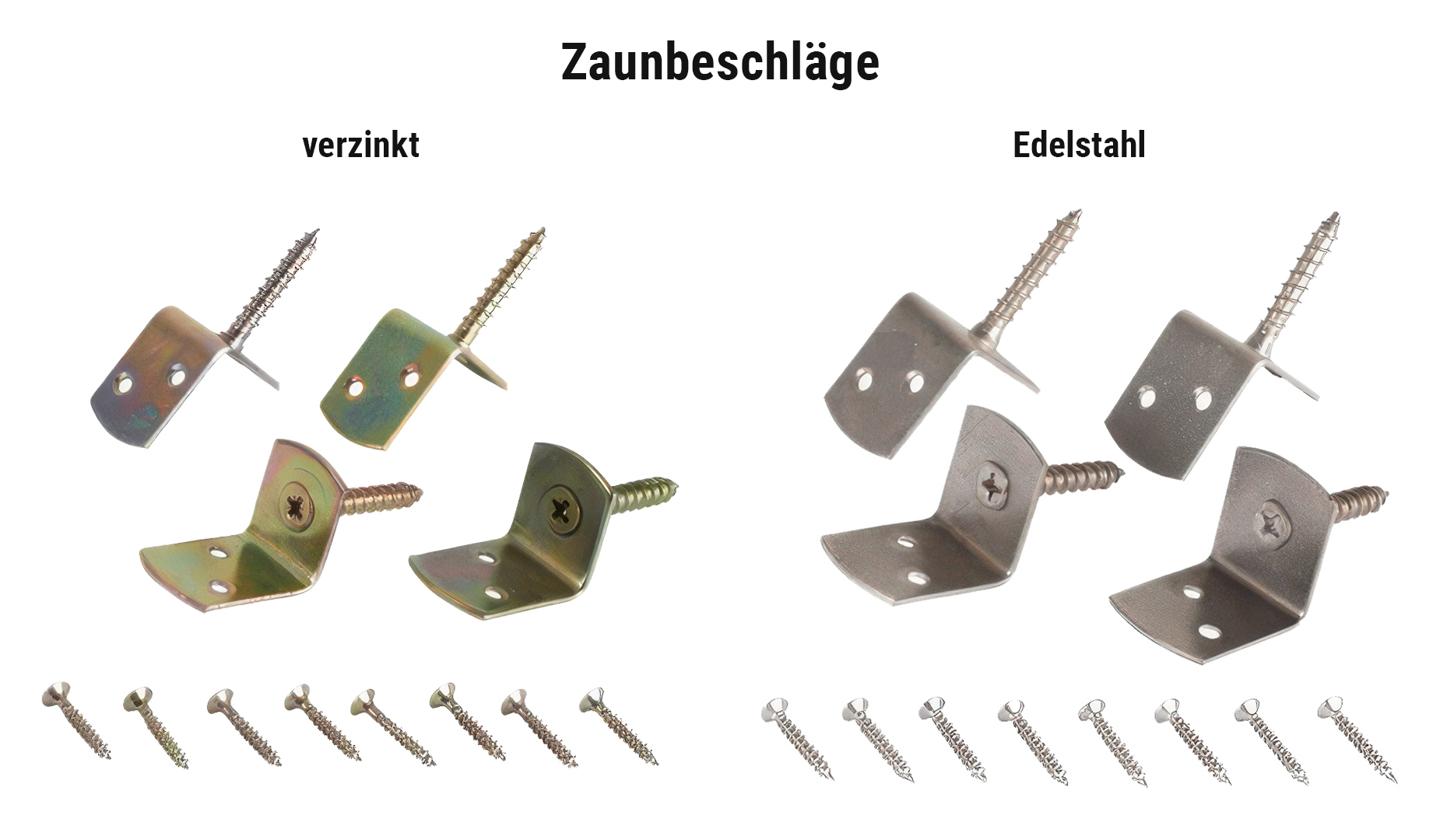 Sichtschutzzaun Komplettset Weide Zaunbeschläge wahlweise verzinkt oder aus Edelstahl mit Schrauben