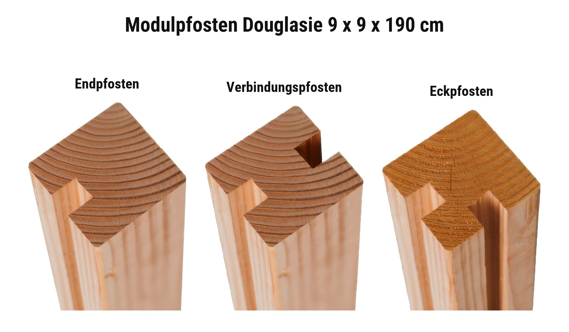 Lugano Modulpfosten: Endpfosten, Verbindungspfosten und Eckpfosten aus Douglasie