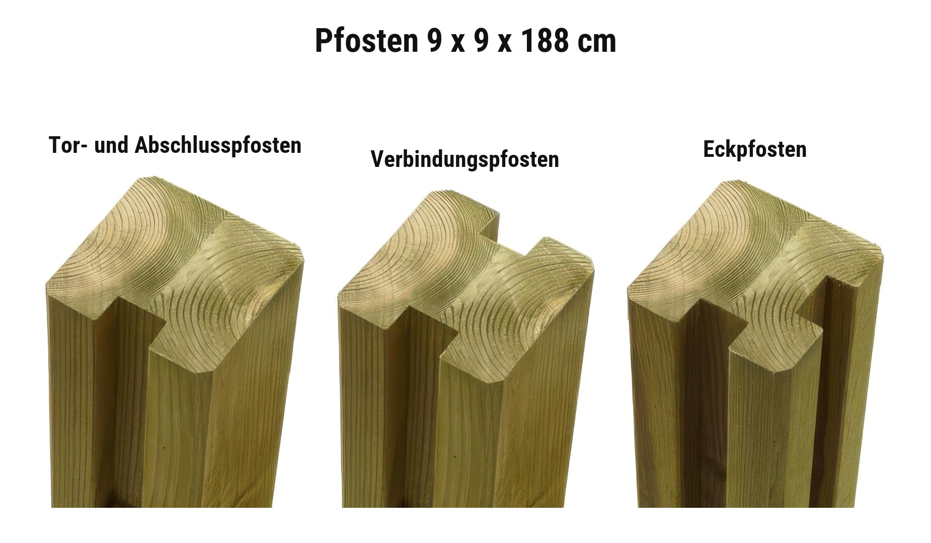 Pfosten Steckzaun System Klink: Tor- und Abschlusspfosten, Verbindungspfosten und Eckpfosten 9 x 9 x 188 cm