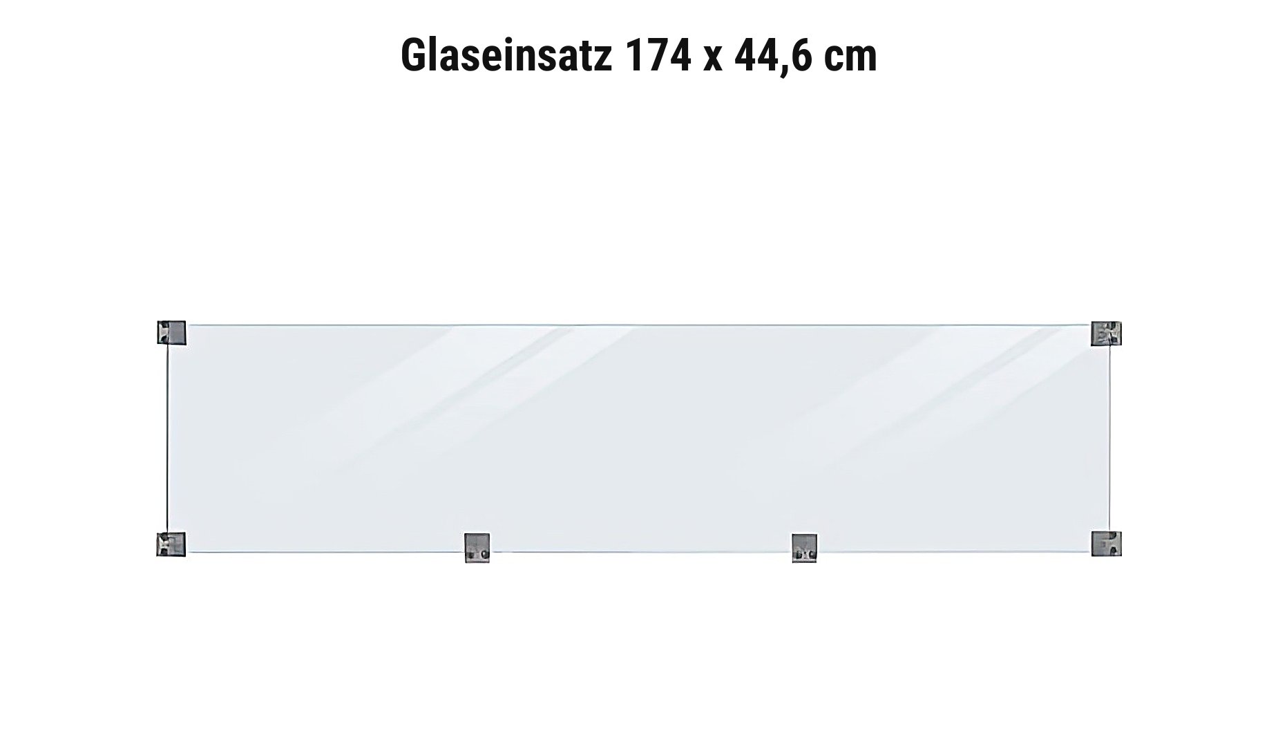 Glaseinsatz 174 x 44,6 cm für Steckzaunsystem Plank