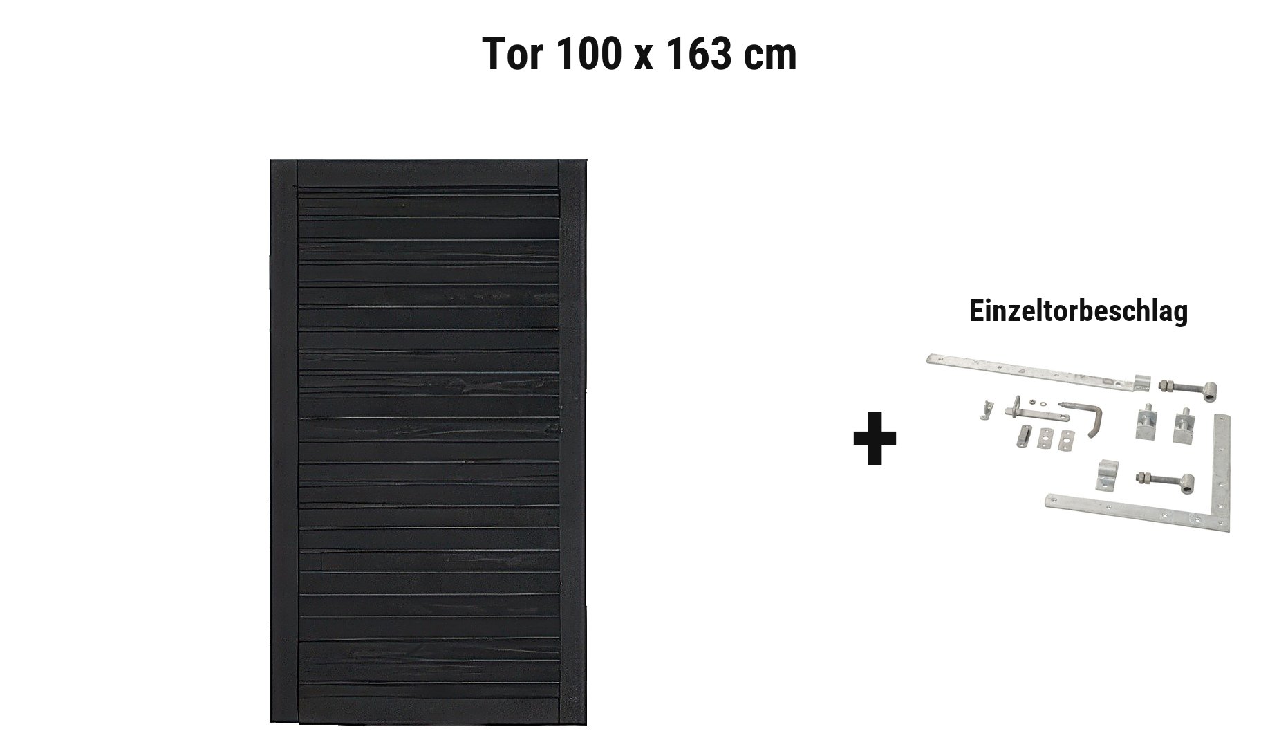 Tor Plank 100 x 163 cm passend zum Steckzaunsystem Plank Schwarz