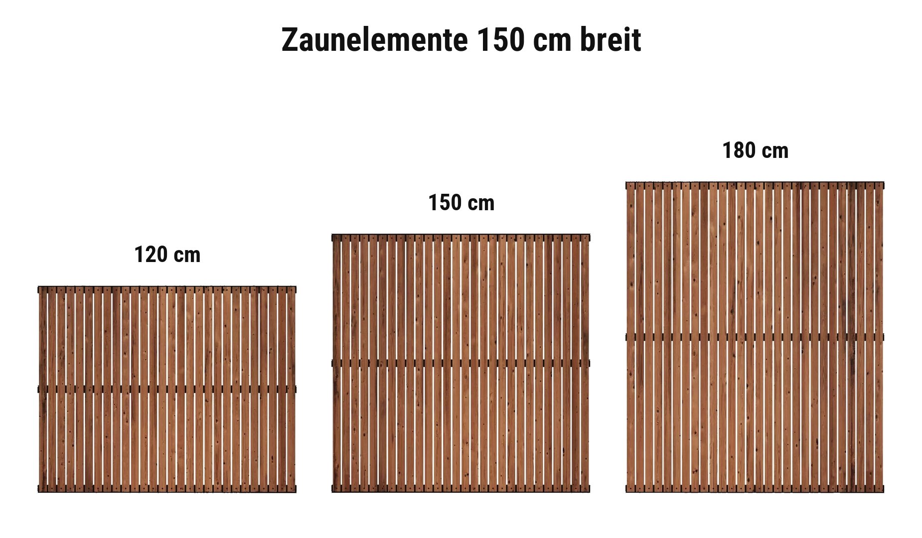Thermo Holzzaun Ludwigslust: Elemente 150 cm breit, 120, 150 oder 180 cm hoch