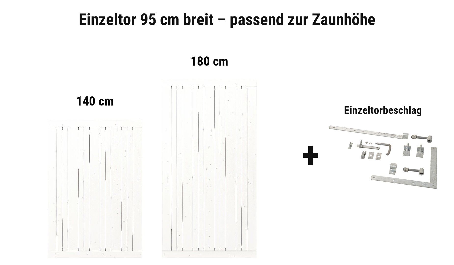 Einzeltor Tangent Weiß 95 cm breit passend zur Zaunhöhe