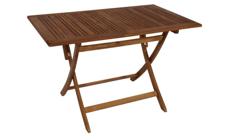 Gartentisch aus Akazienholz -120 x 70 cm- ausgeklappt.
