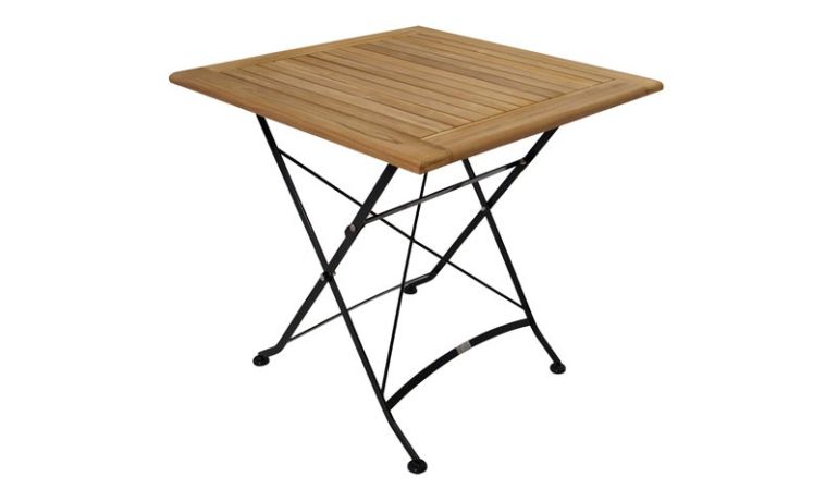 Garten-Klapptisch aus Flachstahl und zertifizierten Teakholz!