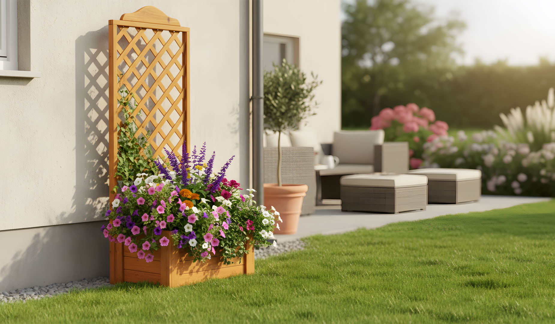 Pflanzkasten mit Spalier Twer